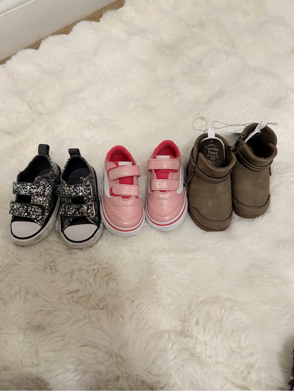 New bundle Stride Rite Pink Glitter Velcro Sneakers for toddler girls